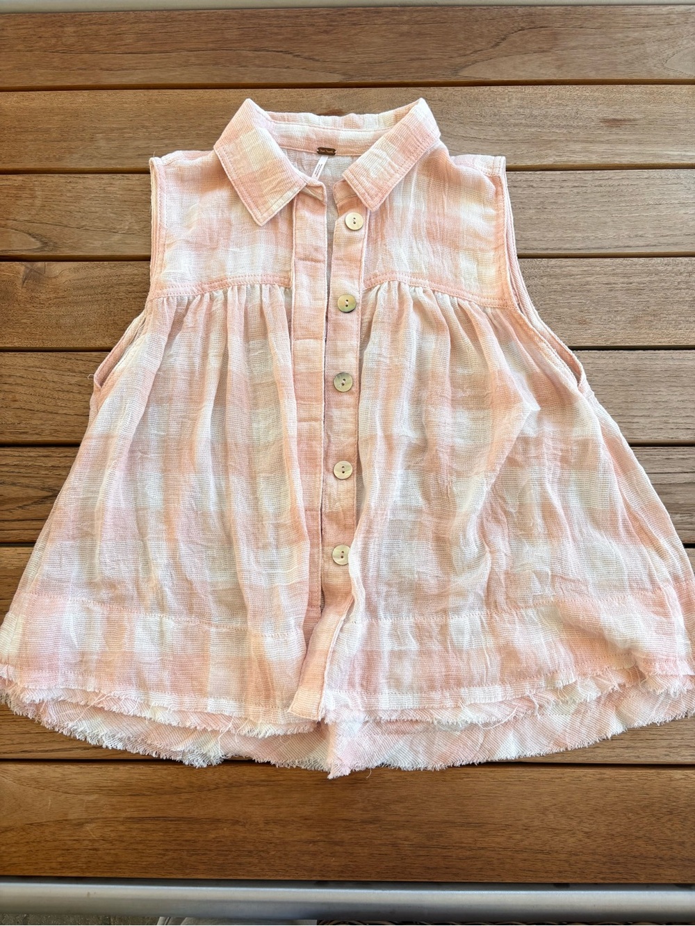 Free People Pink Plaid Babydoll Top